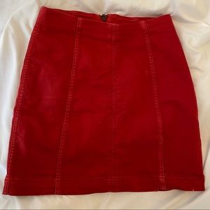 FREE PEOPLE RED DENIM MINI SKIRT